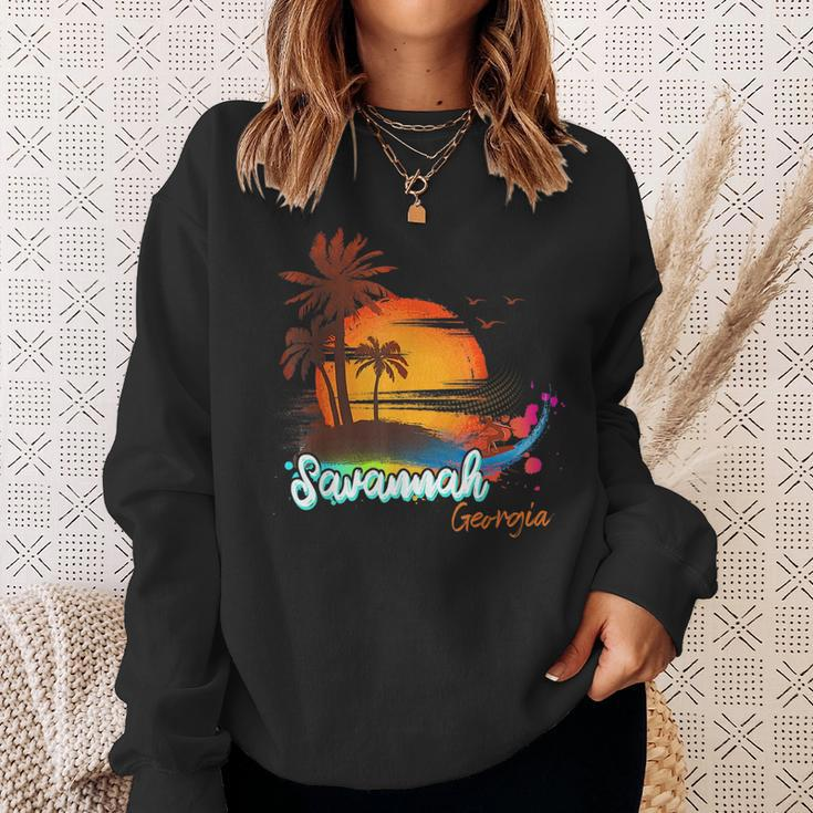 Savannah Georgia Beach Summer Vacation Palm Trees Sunset Men Georgia Gifts And Merchandise Funny Gifts Sweatshirt Gifts for Her