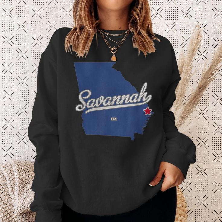 Savannah Georgia Ga Map Sweatshirt Gifts for Her