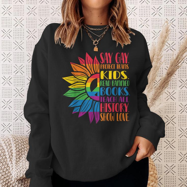 Say Gay Protect Trans Kids Read Banned Books Pride Month Sweatshirt Gifts for Her