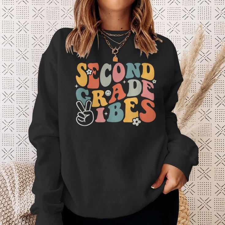 Second Grade Vibes Team 2Nd Grade Groovy Back To School Sweatshirt Gifts for Her