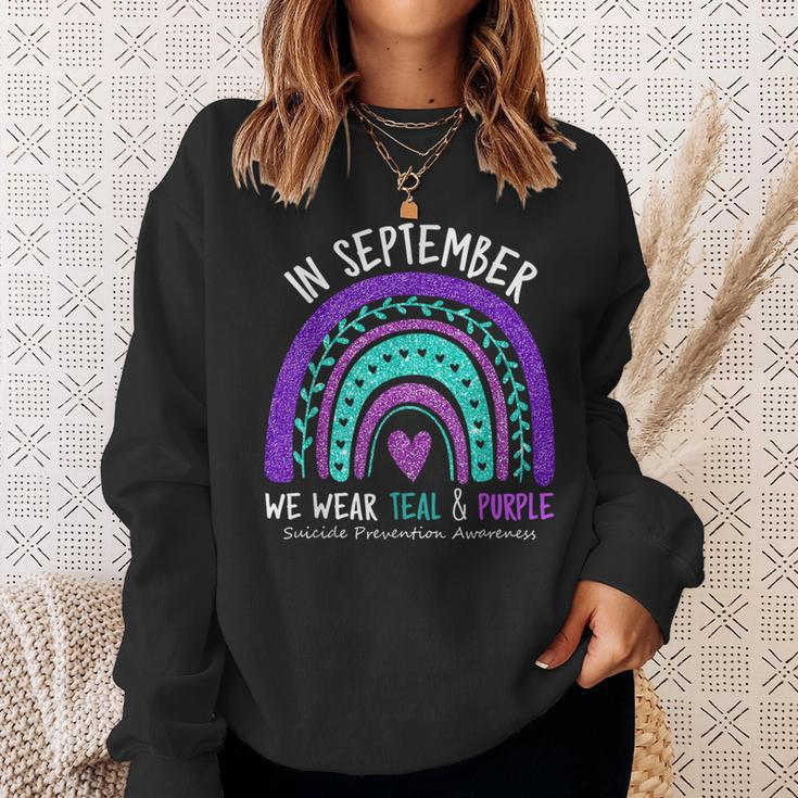 In September We Wear Teal & Purple Suicide Awareness Ribbon Sweatshirt Gifts for Her