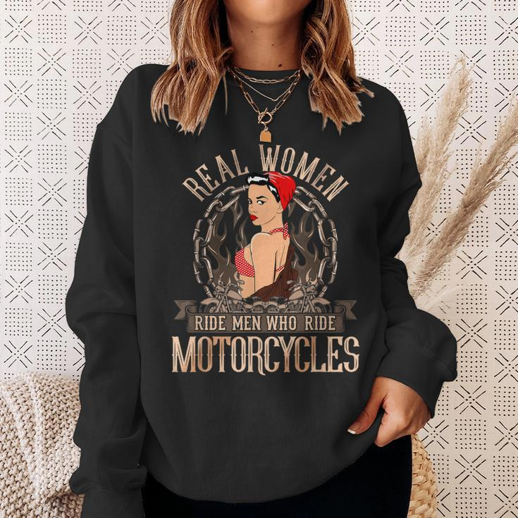 Sexy Real Chick Ride Motorcycles Gift Biker Babe Chick Sweatshirt Gifts for Her