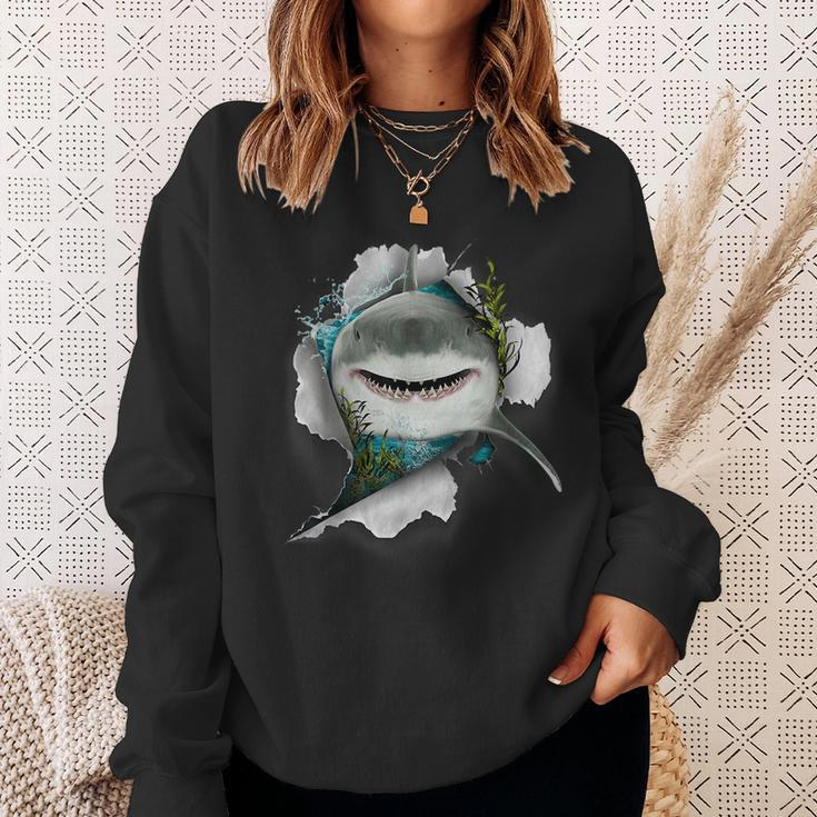 Shark Great White Shark Deep Sea Fishing Funny Shark Sweatshirt Gifts for Her