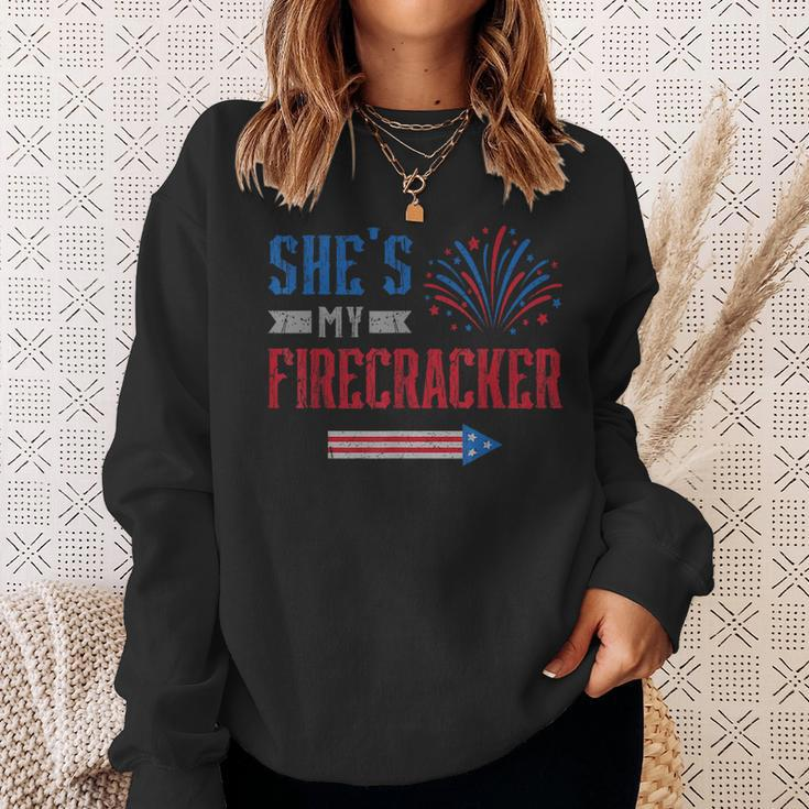 Shes My Firecracker Fireworks Usa Flag Couples 4Th Of July Usa Funny Gifts Sweatshirt Gifts for Her