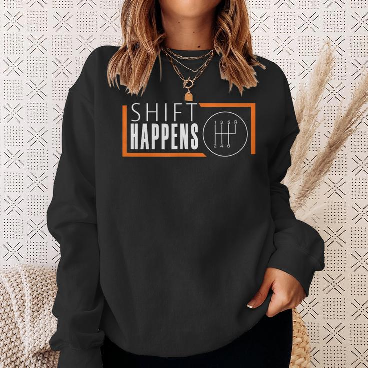 Shift Happens Funny Car Guy Racing Race Car Sweatshirt Gifts for Her