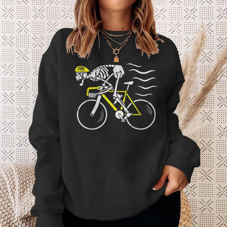Skeleton Riding Bicycle Halloween Costume Cycling Biking Sweatshirt Gifts for Her