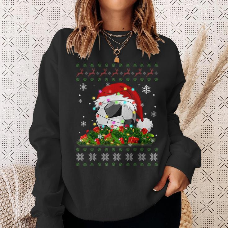 Soccer Ugly Sweater Christmas Pajama Lights Sport Lover Sweatshirt Gifts for Her