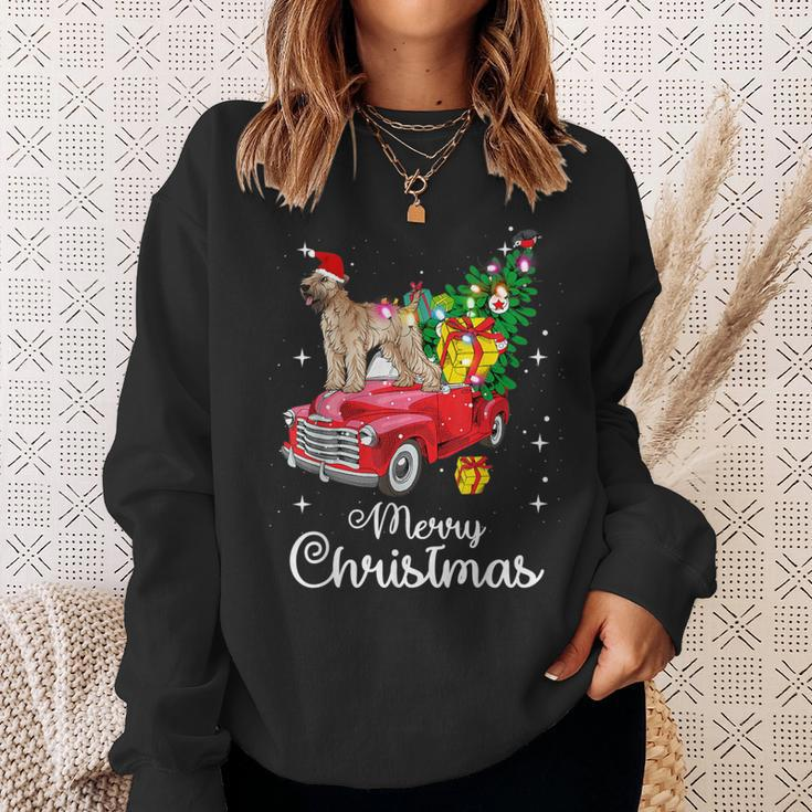 Soft Coated Wheaten Terrier Rides Red Truck Christmas Sweatshirt Gifts for Her