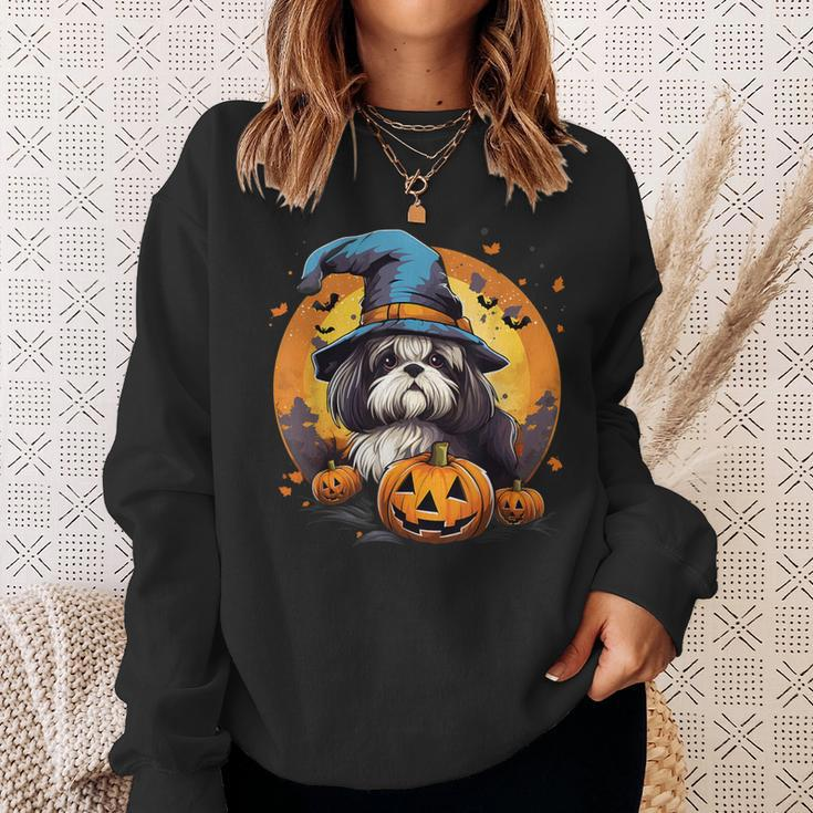 Spooky Shih Tzu Dog Witch Halloween Sweatshirt Gifts for Her