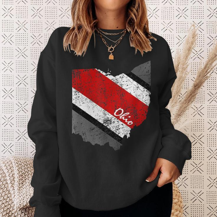 State Of Ohio Pride Striped Silhouette Vintage Graphic Sweatshirt Gifts for Her