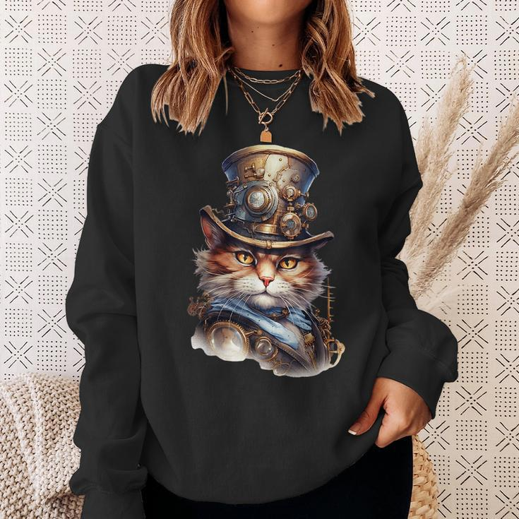 Steampunk The Commander Cat Victorian Sweatshirt Gifts for Her