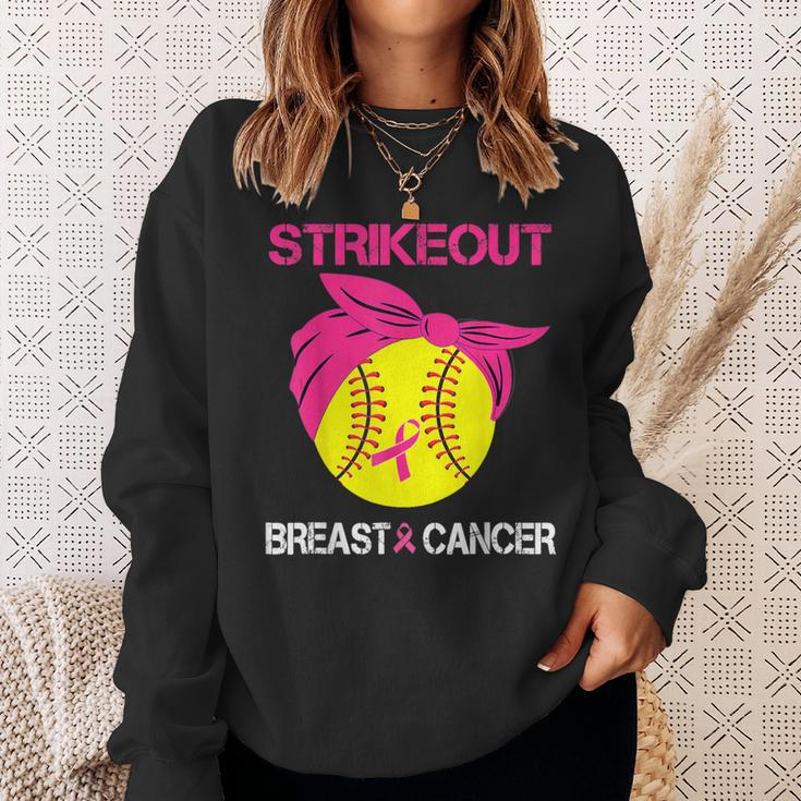 Strike Out Breast Cancer Awareness Softball Fighters Sweatshirt Gifts for Her