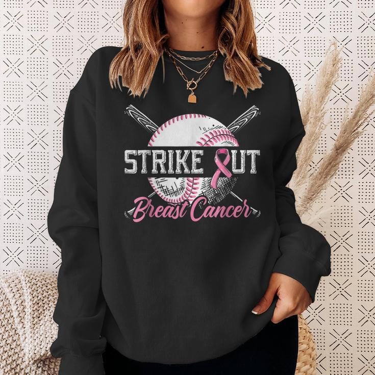 Strike Out Breast Cancer Baseball Breast Cancer Awareness Sweatshirt Gifts for Her