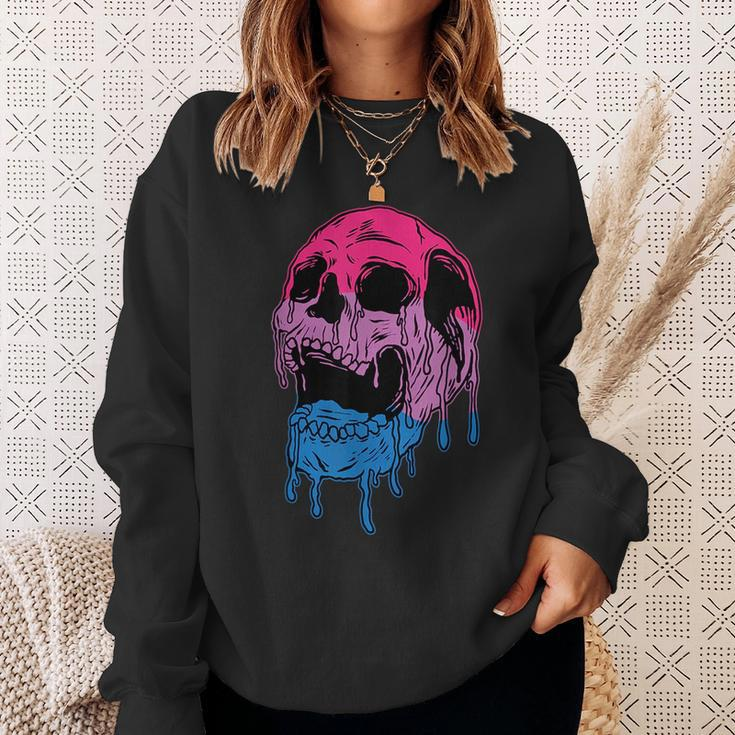 Subtle Bisexual Skull Bi Pride Flag Bisexuality Sweatshirt Gifts for Her
