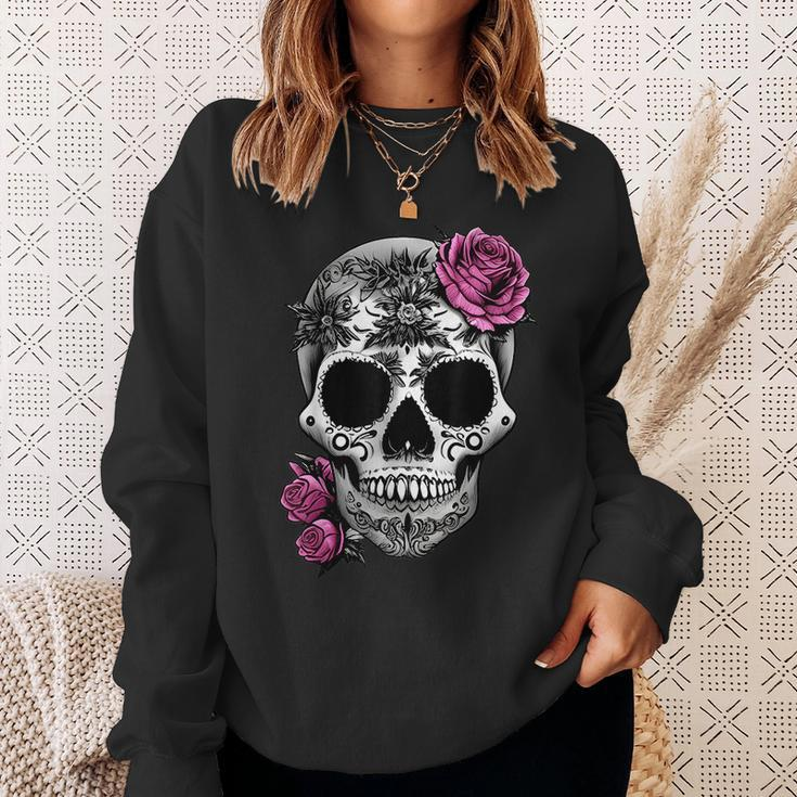 Sugar Skull Day Of The Dead Cool Bone Head Skulls Sweatshirt Gifts for Her