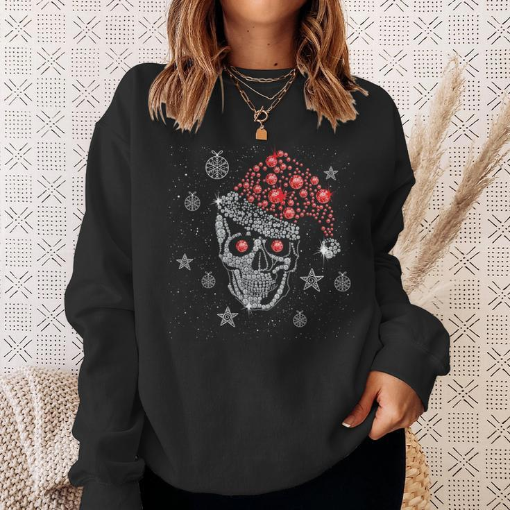 Sugar Skull With Santa Hat Christmas Pajama Xmas Sweatshirt Gifts for Her