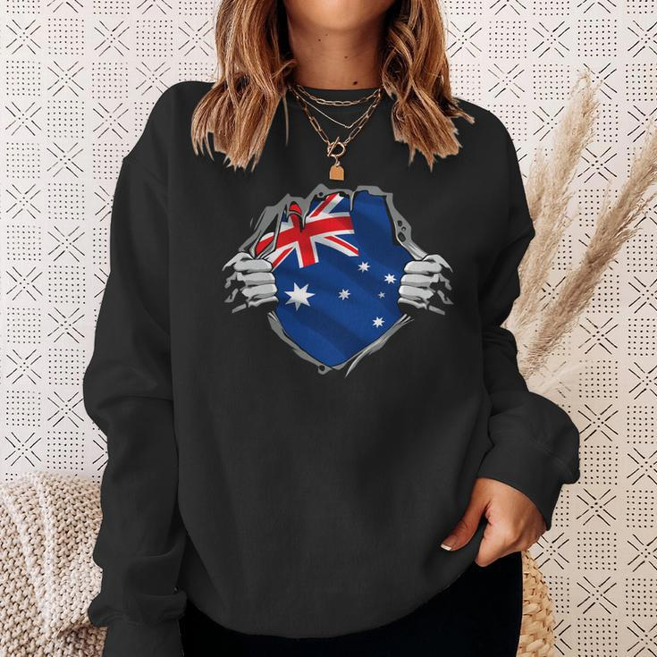 Superhero Australia Flag Aussie Hands Opening Shirt Chest Sweatshirt Gifts for Her