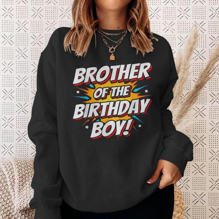 Superhero Party Comics Birthday Brother Of Birthday Boy Funny Gifts For Brothers Sweatshirt Gifts for Her