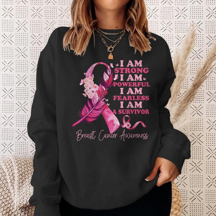 I Am A Survivor Breast Cancer Awareness Pink Ribbon Feathers Sweatshirt Gifts for Her