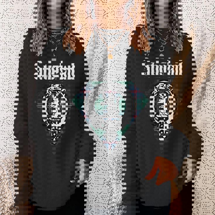 Sutherland Clan Scottish Name Coat Of Arms Tartan Sweatshirt Gifts for Her