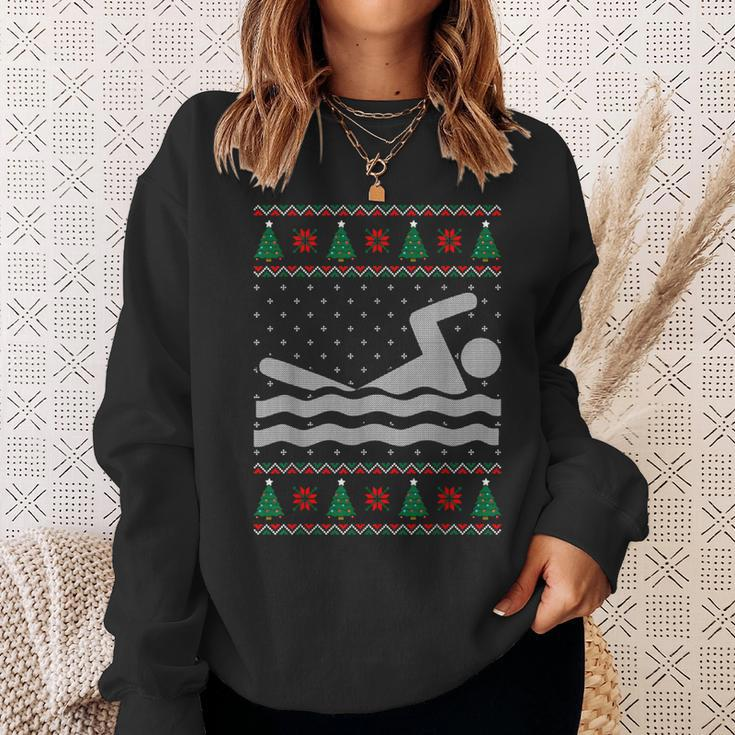 Swimming Ugly Christmas Sweater Sweatshirt Gifts for Her