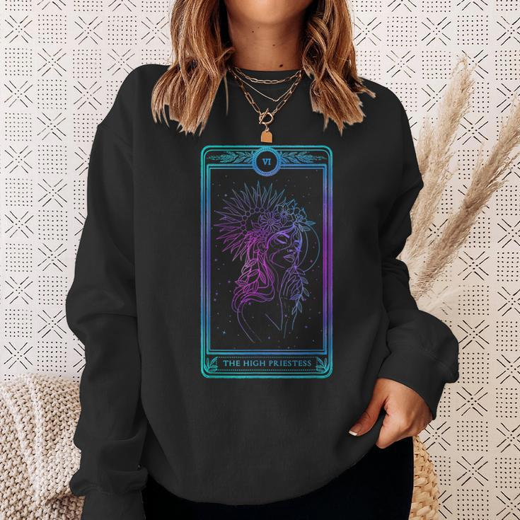Tarot Card High Priestess Skull Bones Horror Goth Occult Tarot Sweatshirt Gifts for Her