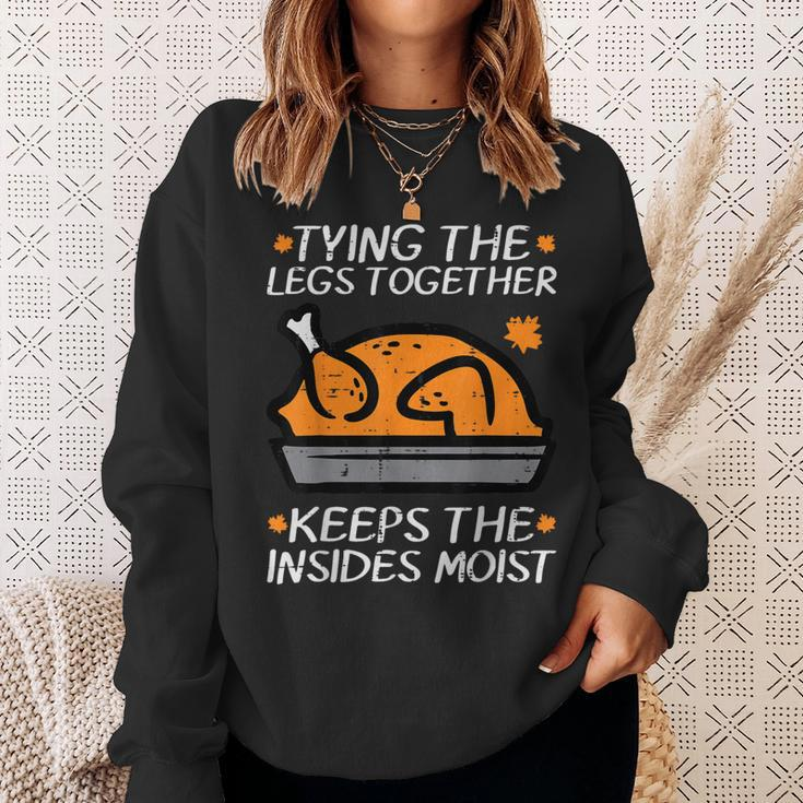Thanksgiving Turkey Tying Legs Together Fall Women Sweatshirt Gifts for Her