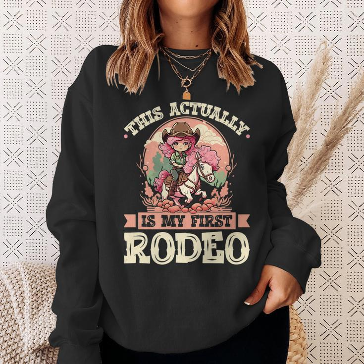 This Actually Is My First Rodeo Cowgirl Toddler Girls Sweatshirt Gifts for Her