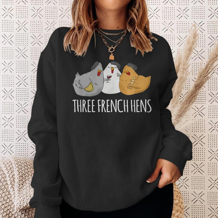 Three French Hens Cute Christmas Song Sweatshirt Gifts for Her