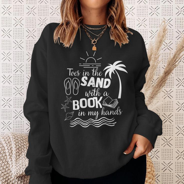Toes In The Sand With A Book In My Hands Read Book Beach Sweatshirt Gifts for Her