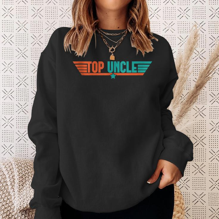 Top Uncle Worlds Best Uncle Vintage 80S 1980S Fathers Day Sweatshirt Gifts for Her