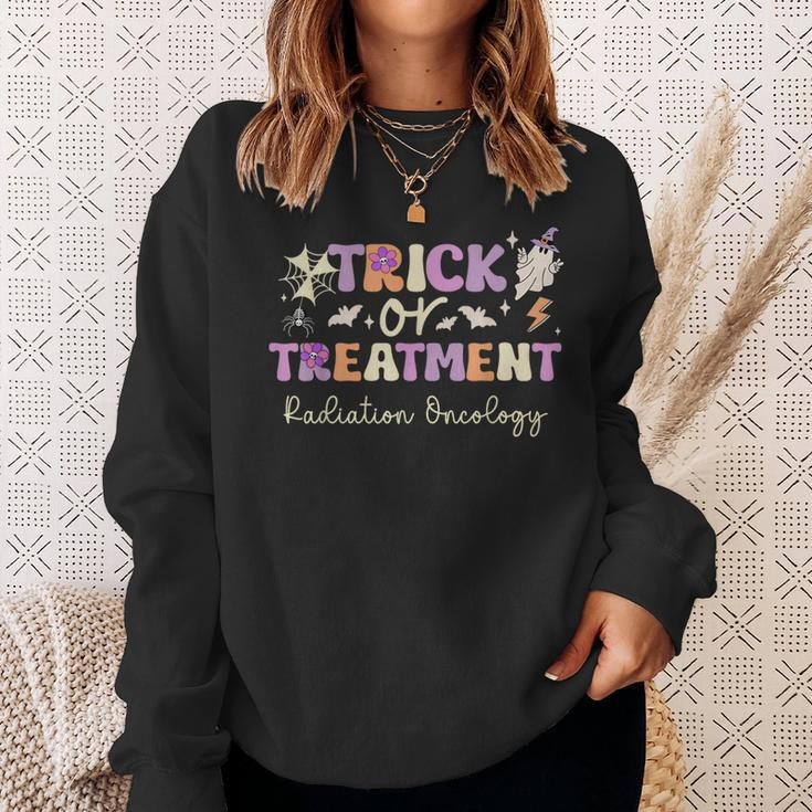 Trick Or Treatment Halloween Radiation Oncology Rad Therapy Sweatshirt Gifts for Her