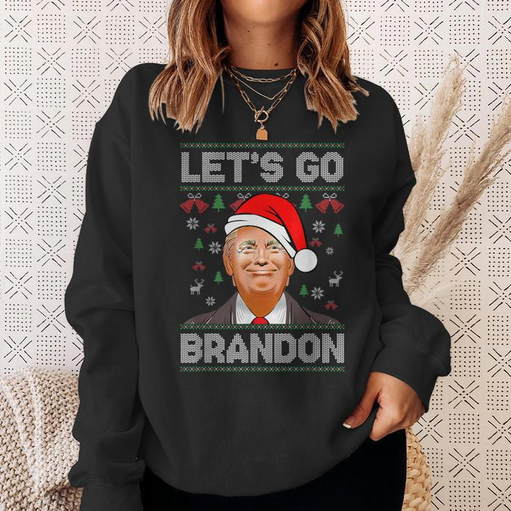 Trump Ugly Christmas Sweater Let's Go Bradon Meme Xmas Sweatshirt Gifts for Her