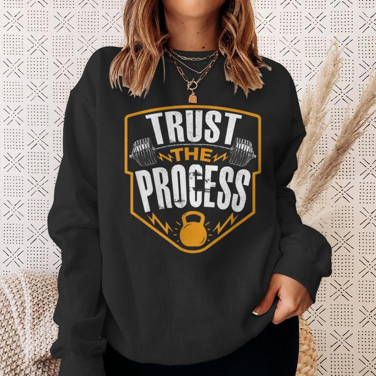 Trust The Process Motivational Quote Gym Workout Graphic Sweatshirt Gifts for Her
