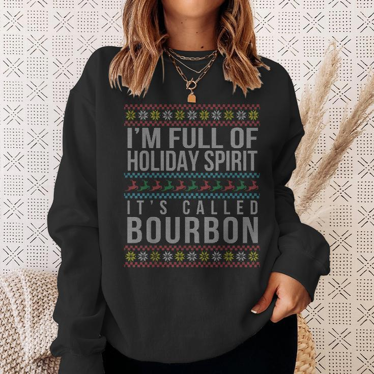 Ugly Christmas Drinking Bourbon Holiday Party Sweatshirt Gifts for Her