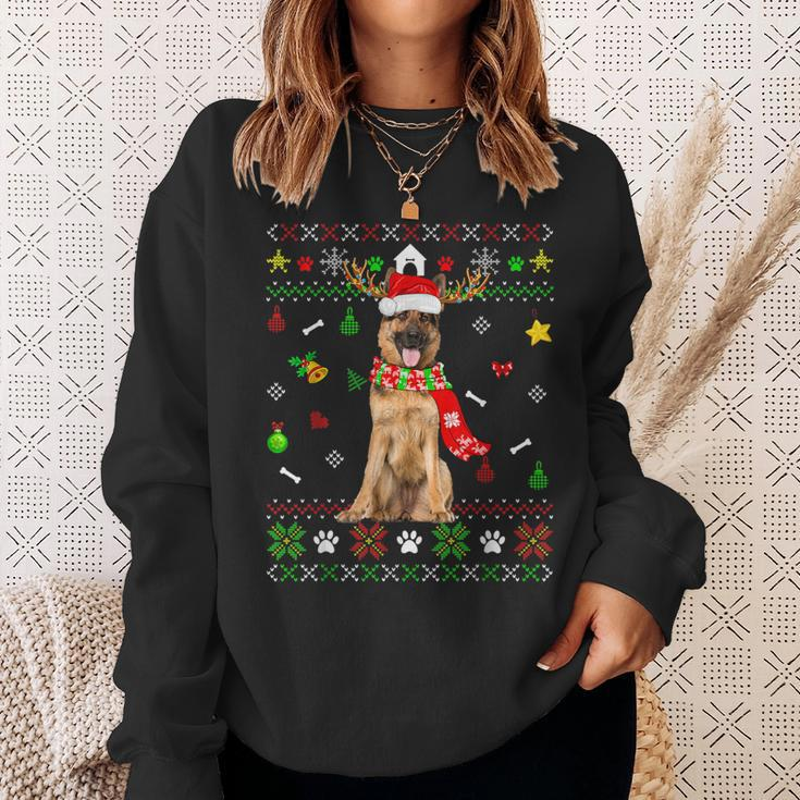 Ugly Sweater Christmas German Shepherd Dog Puppy Xmas Pajama Sweatshirt Gifts for Her
