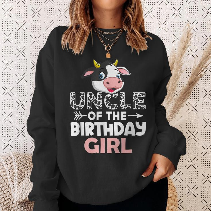 Uncle Of The Birthday Girl Cows Farm Cow Uncle Sweatshirt Gifts for Her