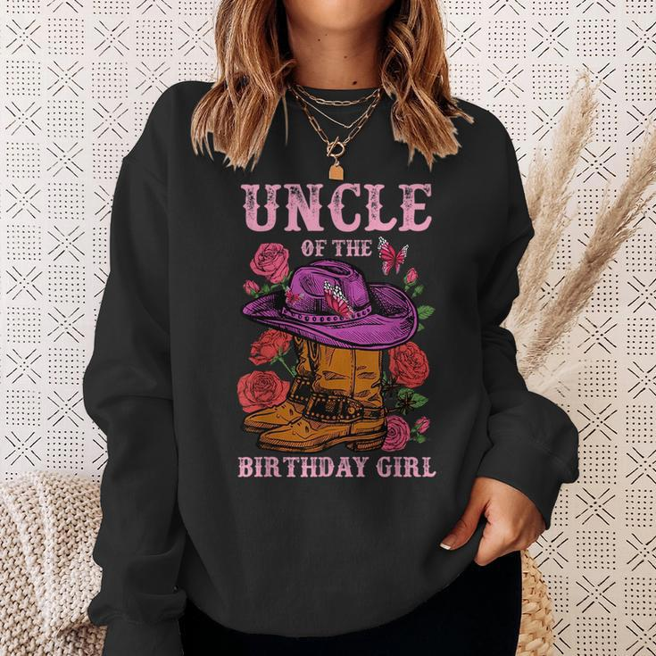 Uncle Of The Birthday Girl Pink Boots Cowgirl Matching Funny Gifts For Uncle Sweatshirt Gifts for Her