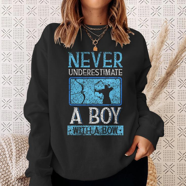 Never Underestimate A Boy With A Bow Arrow Archery Archer Sweatshirt Gifts for Her