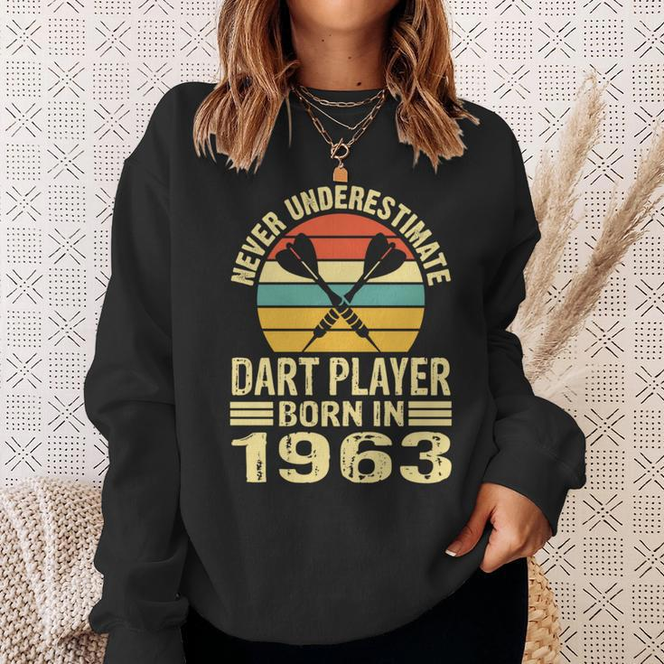 Never Underestimate Dart Player Born In 1963 Dart Darts Sweatshirt Gifts for Her