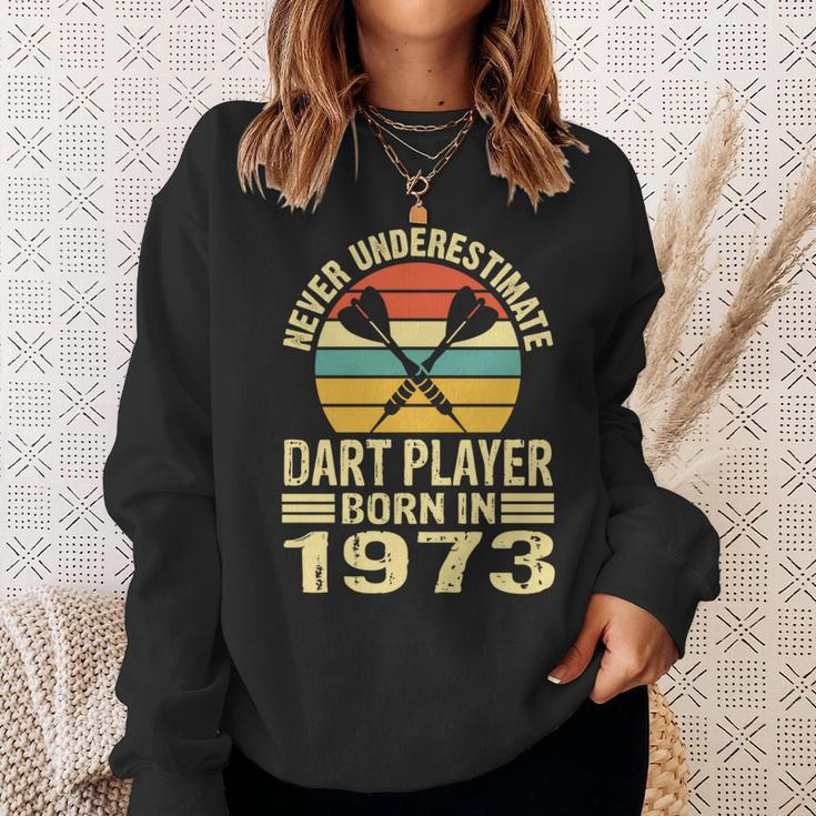 Never Underestimate Dart Player Born In 1973 Dart Darts Sweatshirt Gifts for Her
