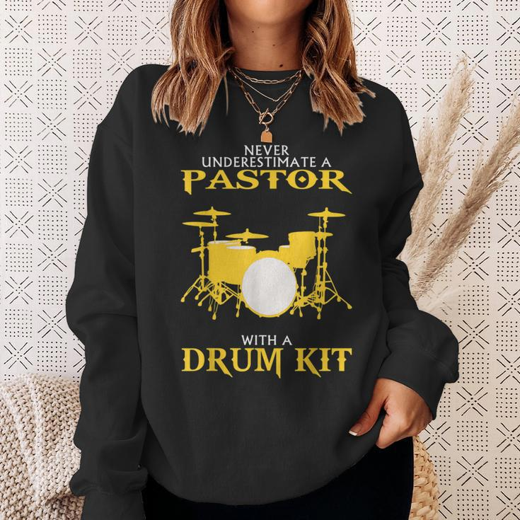 Never Underestimate Drummer Pastor Sweatshirt Gifts for Her