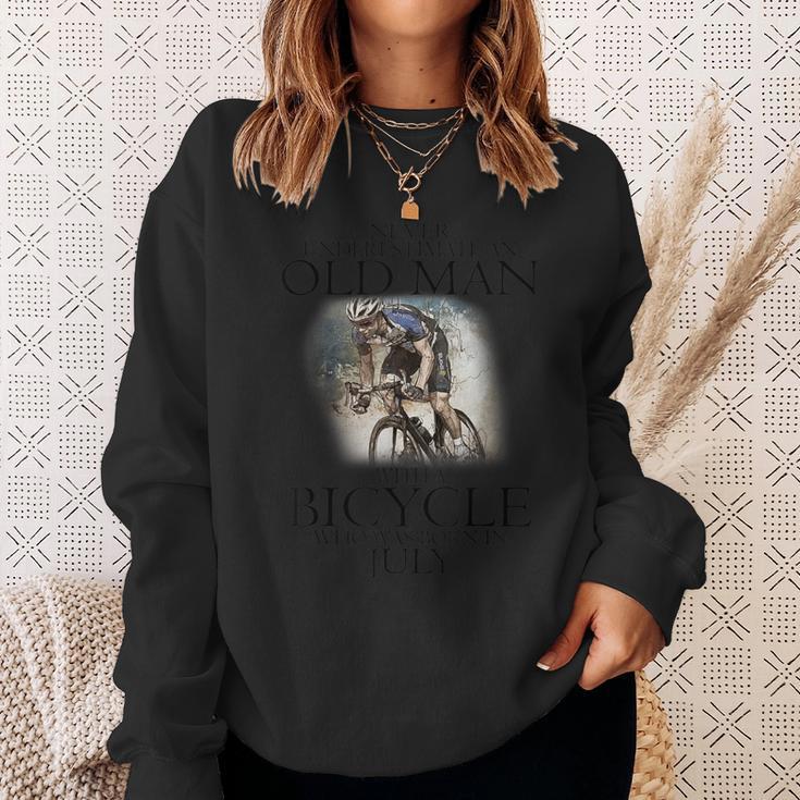 Never Underestimate An Old Man With A Bicycle Born In July Sweatshirt Gifts for Her