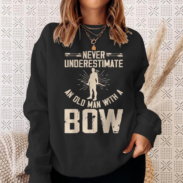 Never Underestimate An Old Man With A Bow Archery Sweatshirt Gifts for Her
