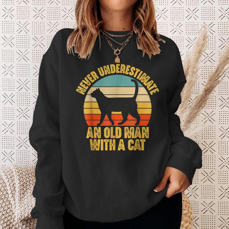 Never Underestimate An Old Man With A Cat Lover Vintage Sweatshirt Gifts for Her