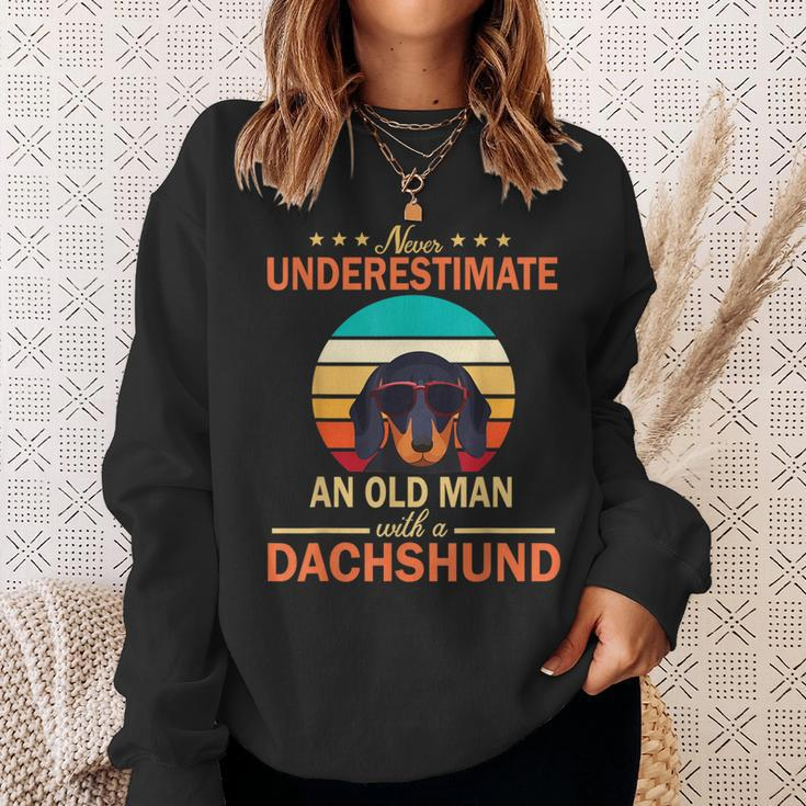 Never Underestimate An Old Man With A Dachshund Dogs Father Sweatshirt Gifts for Her