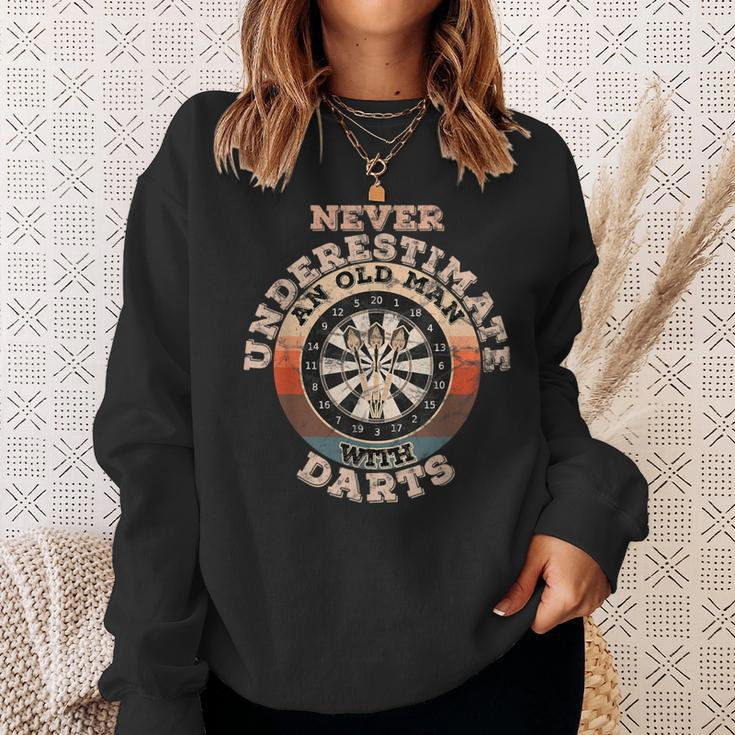 Never Underestimate An Old Man With Darts Sweatshirt Gifts for Her