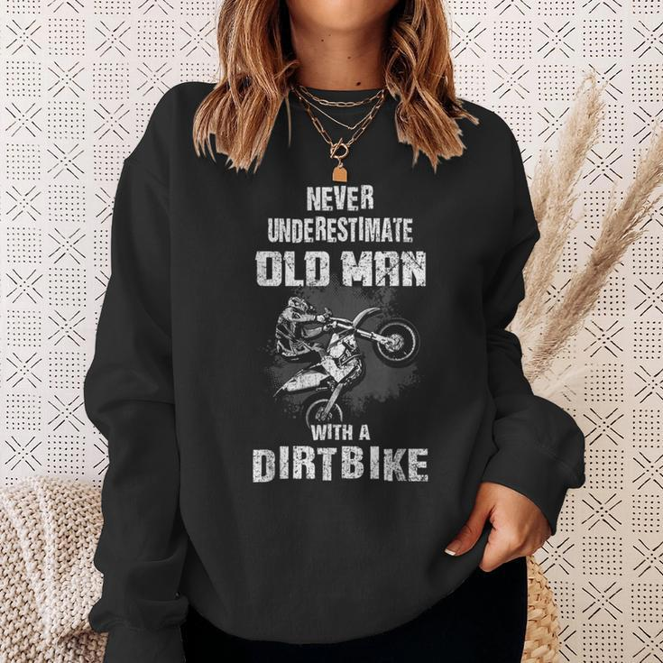 Never Underestimate An Old Man With A Dirt Bike Christmas Sweatshirt Gifts for Her