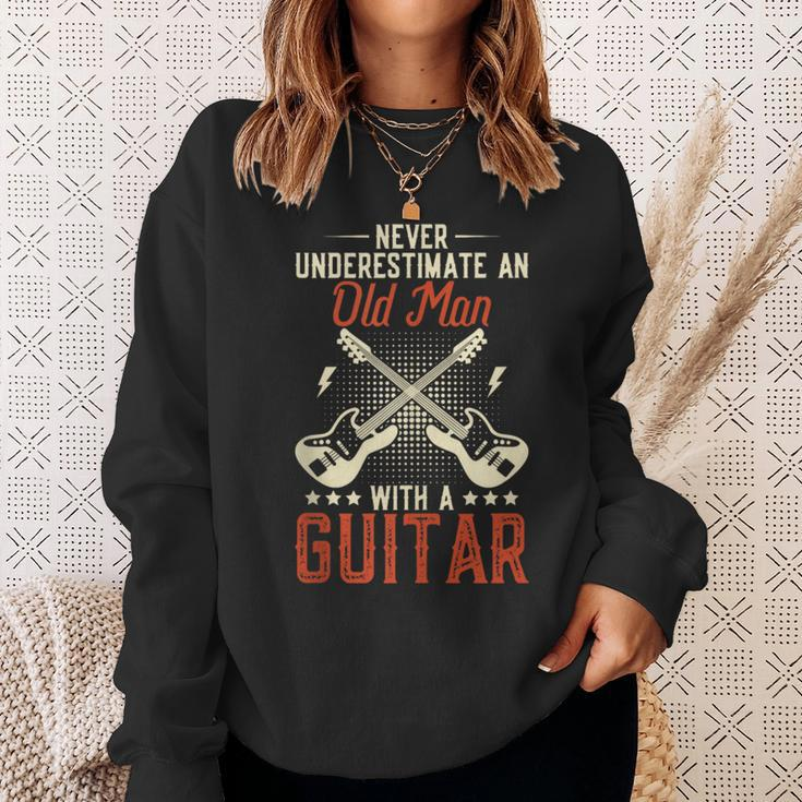Never Underestimate An Old Man With A Guitar Retro Vintage Sweatshirt Gifts for Her