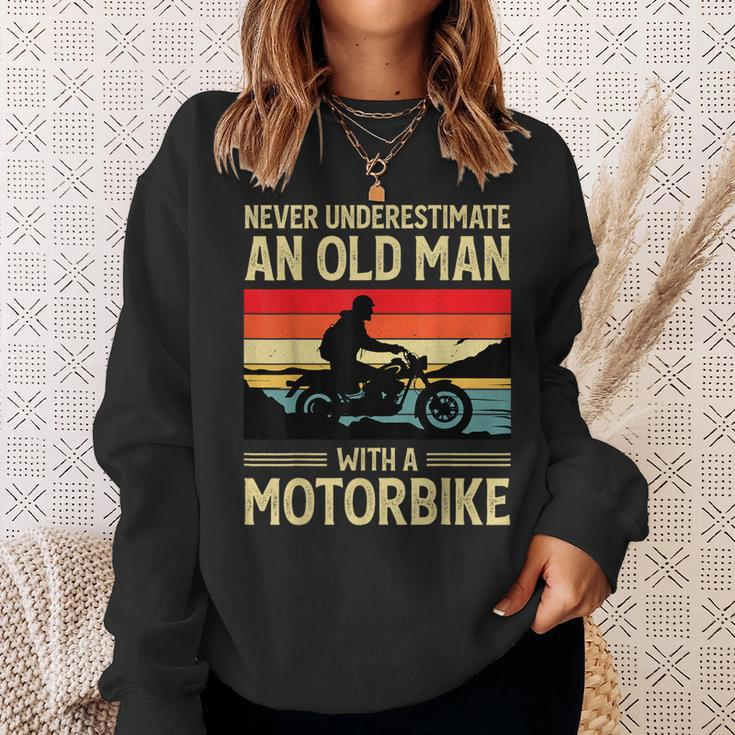 Never Underestimate An Old Man With A Motorbike Biker Sweatshirt Gifts for Her